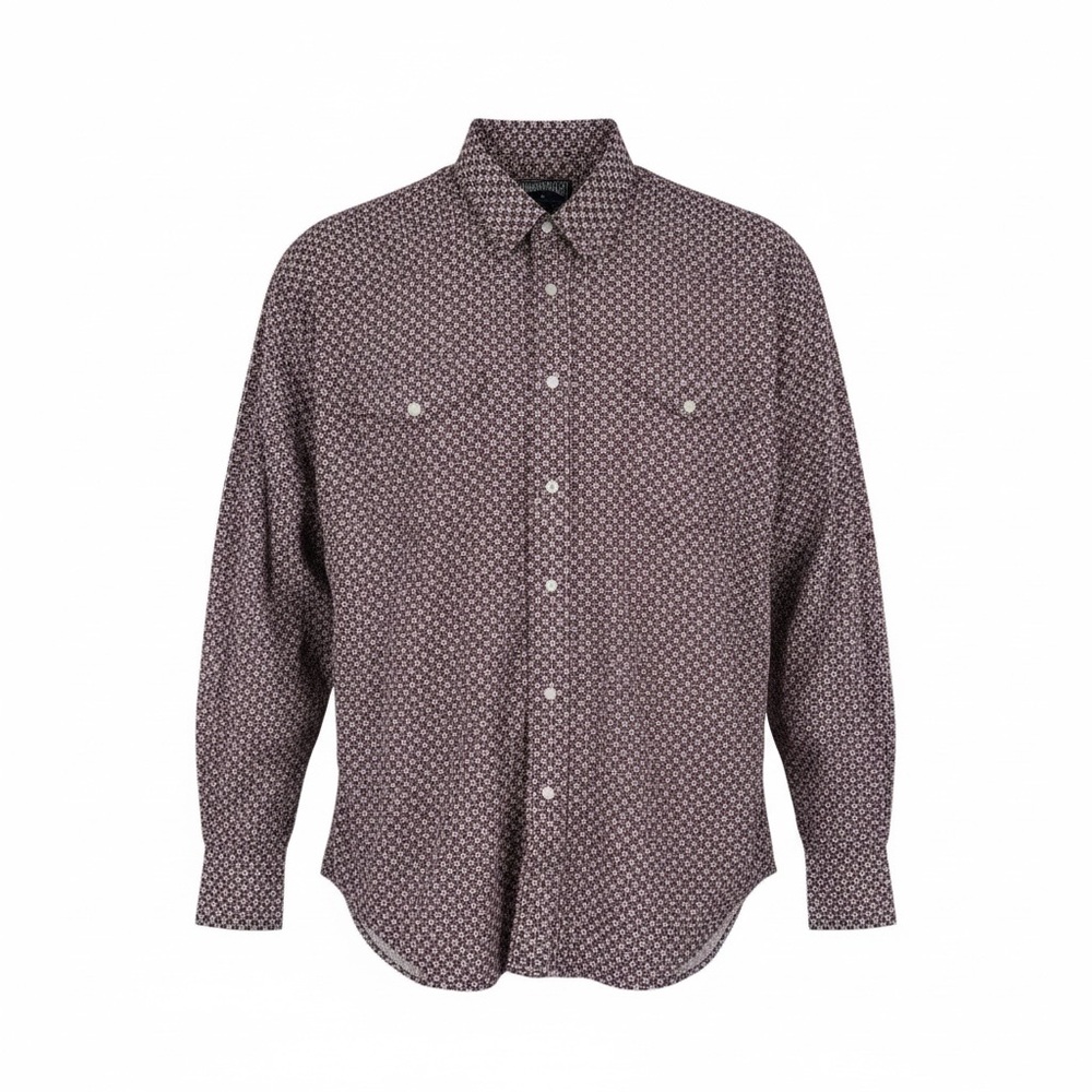 Panhandle Mens Size Large Pearl Snap Button Down Shirt Western deep red Star